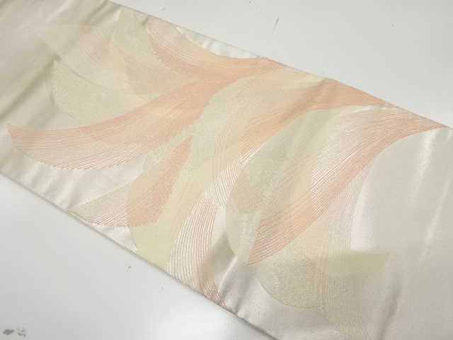 JAPANESE KIMONO / ANTIQUE FUKURO OBI / SILK / WOVEN LEAVES